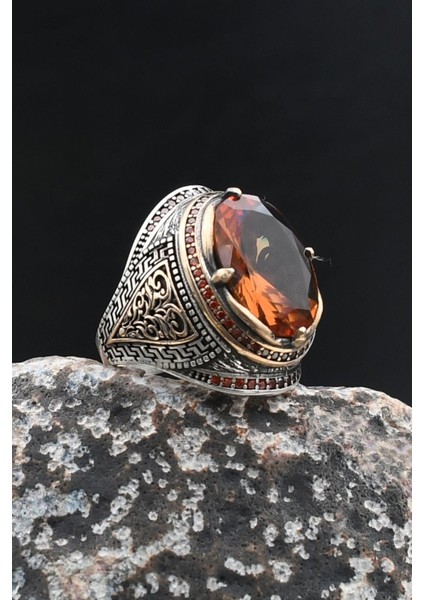 Zultanit Taşlı Zirkon Taş Süslemeli 925 Ayar Gümüş Erkek Yüzük 902027 fiyatları