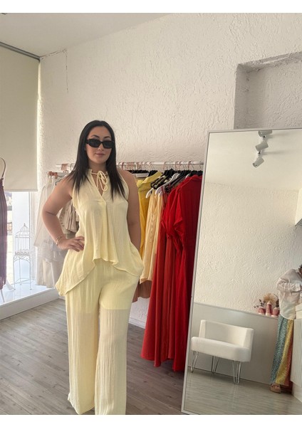 Sarı Premium Bluz Pantolon Takım modelleri