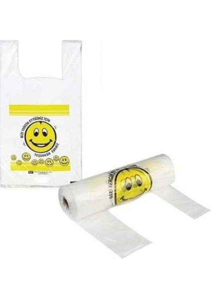 Rulo Gülenyüz Baskılı Hışır Poşet-Büyük BOY-100'LÜ