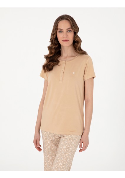 Kadın Bej Kapri Pijama Takımı 50319045-VR011 modelleri