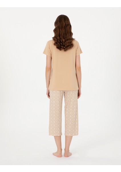 Kadın Bej Kapri Pijama Takımı 50319045-VR011 indirimleri