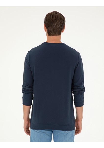 Erkek Koyu Lacivert Regular Fit Sweatshirt 50279523-VR100