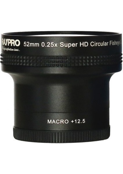 52MM 0.25X Pro Hd Balıkgözü Fisheye + 12.5 Dioptri Makro Lens