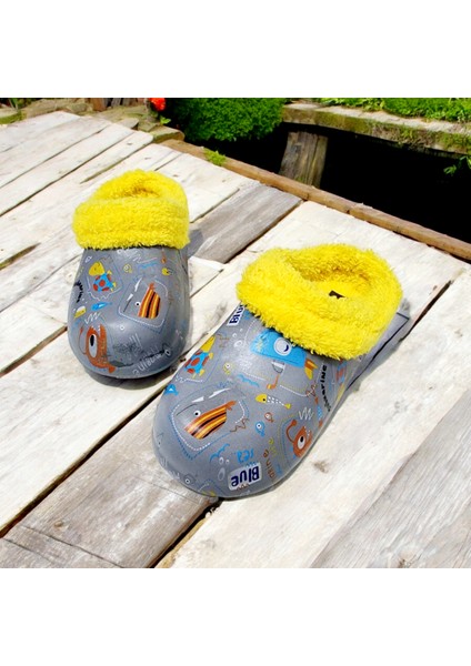 Içi Kürklü Dışı Eva Kız Çocuk Ev Okul ve Sokak Terliği Pembe