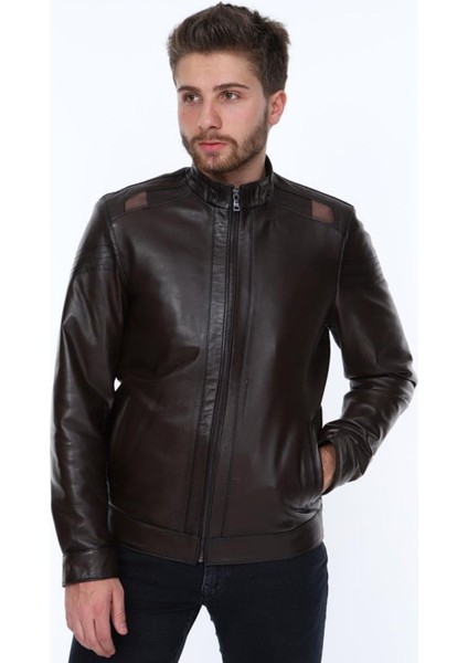 Hakiki Deri Siyah Jack Omuz Işlemeli Erkek Deri Ceket