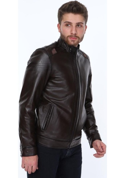 Hakiki Deri Siyah Jack Omuz Işlemeli Erkek Deri Ceket modelleri