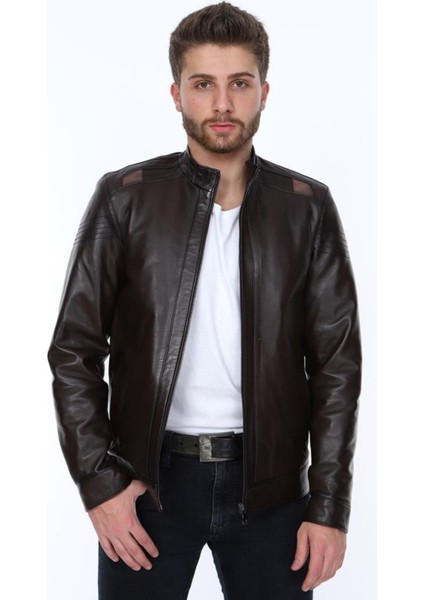 Hakiki Deri Siyah Jack Omuz Işlemeli Erkek Deri Ceket indirimleri