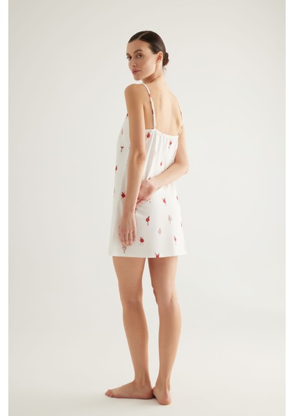 Kadın Pamuklu V Yaka Ince Askılı Büzgülü Gecelik fırsatları