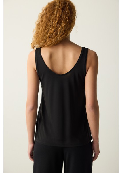 Siyah Askılı Regular Fit Modal Atlet