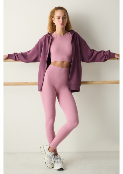 Pembe Dikişsiz Seamless Asimetrik Üst