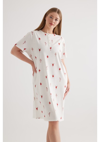 Kadın Plus Size Pamuklu Patlı Kısa Kollu Gecelik fiyatları