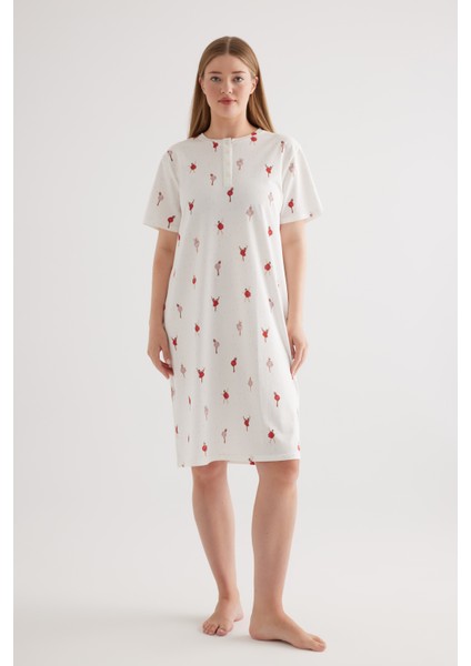 Kadın Plus Size Pamuklu Patlı Kısa Kollu Gecelik modelleri