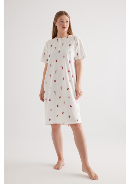 Kadın Plus Size Pamuklu Patlı Kısa Kollu Gecelik indirimleri