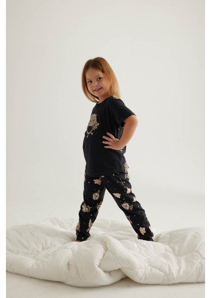 Çocuk Pamuklu Kısa Kollu Uzun Pijama Takımı fırsatları