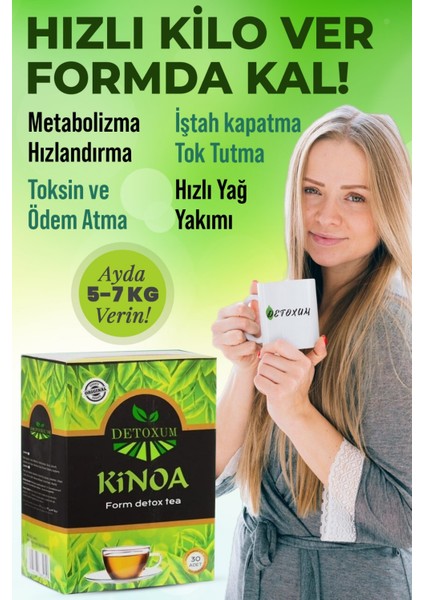 Bitki detox Çayı Form Kino’lı Çayı detoks zayıflama diyet ürünleri bitkisel besin destekleyici 1 kutu 30 adet ) odem ve sıskınlık