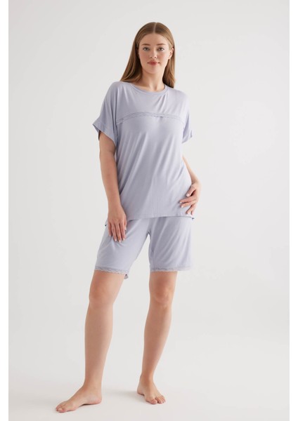Kadın Plus Size Viscose Kısa Kollu Şortlu Pijama Takımı fiyatları