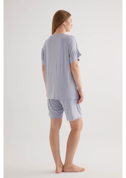 Kadın Plus Size Viscose Kısa Kollu Şortlu Pijama Takımı fırsatları