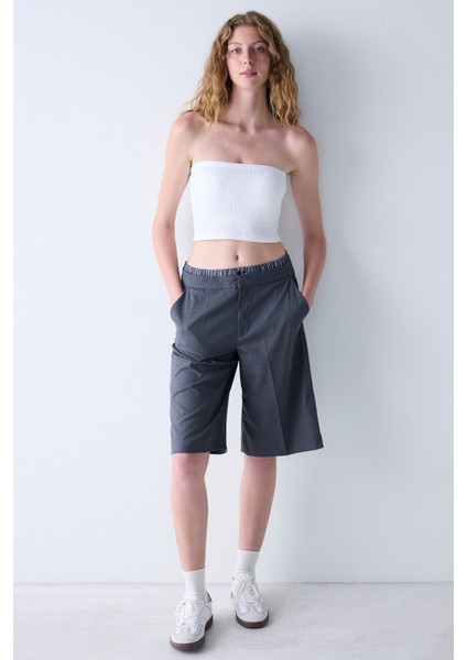 Beyaz CUPsecret Kendinden Pedli Straplez Crop Top