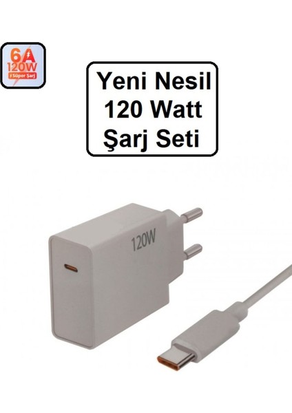 Redmi Note 11T Pro+ Için 120 Watt Type C Hızlı Şarj Aleti Yüksek Kalite 6A Kablo