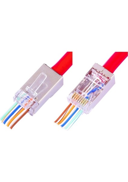 4388 Yeni Nesil Delikli Metal Rj45 Jack İnternet Cat Kablo Ucu - 10 Adet