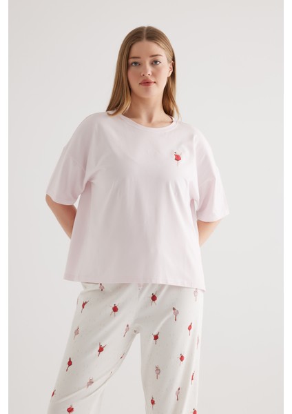 Kadın Plus Size Pamuklu Kısa Kollu Pijama Üstü fiyatları