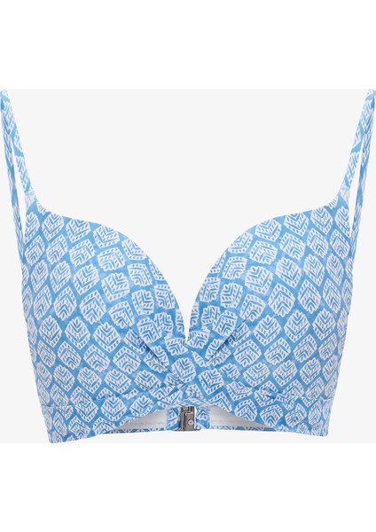 Mavi Geometrik Desenli Push Up Bikini Üstü