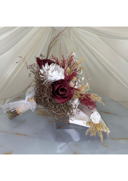 Bordo Renkli Gelin El Çiçeği | Gelin Buketi | Hediyeli Ürün fiyatları