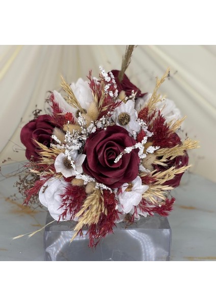 Bordo Renkli Gelin El Çiçeği | Gelin Buketi | Hediyeli Ürün modelleri