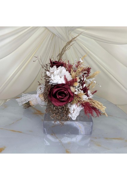 Bordo Renkli Gelin El Çiçeği | Gelin Buketi | Hediyeli Ürün indirimleri