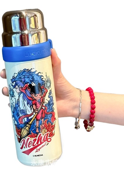 Nezha Legend Termal Kupa 316 Paslanmaz Çelik Karikatür Pipetli Kupa Yüksek Değerli Ikili Içme Kurı (Yurt Dışından)