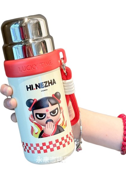Nezha Legend Termal Kupa 316 Paslanmaz Çelik Karikatür Pipetli Kupa Yüksek Değerli Ikili Içme Kurı (Yurt Dışından)
