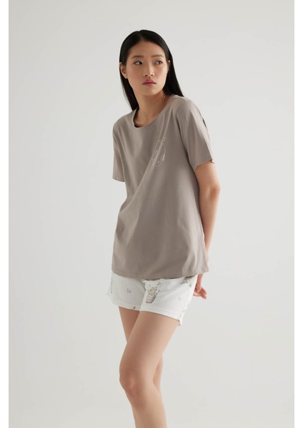 Kadın Pamuklu Kısa Kollu Pijama Üstü modelleri