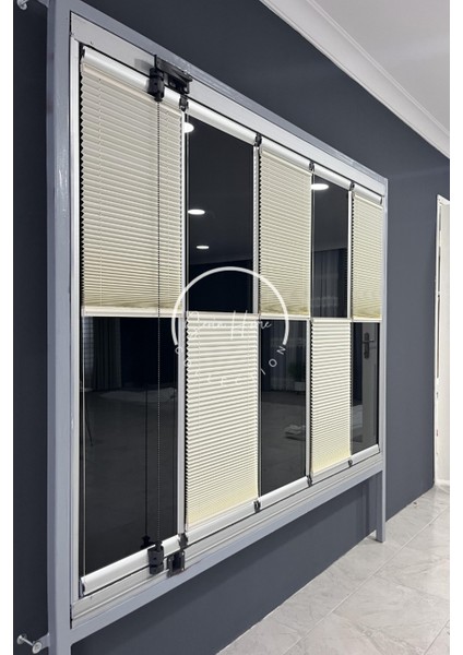 Katlanabilir Cam Balkon Plise Perde Krem (Kancalı Veya Vidalı Sistem) modelleri