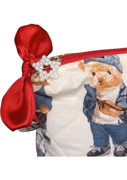 El Yapımı Teddy Bear Temalı 2'li Bakım / Portföy Çantası Seti indirimleri