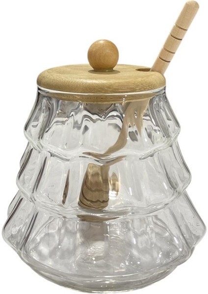 Bambu Kapaklı Kaşıklı Bal Kavanozu 420 ml BOR069