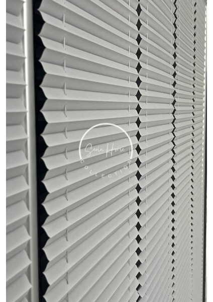 Katlanabilir Cam Balkon Plise Perde Gri (Kancalı Veya Vidalı Sistem)