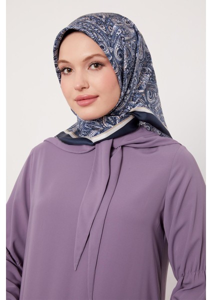 Lacivert Etnik Desen Twill Ipek Eşarp fiyatları