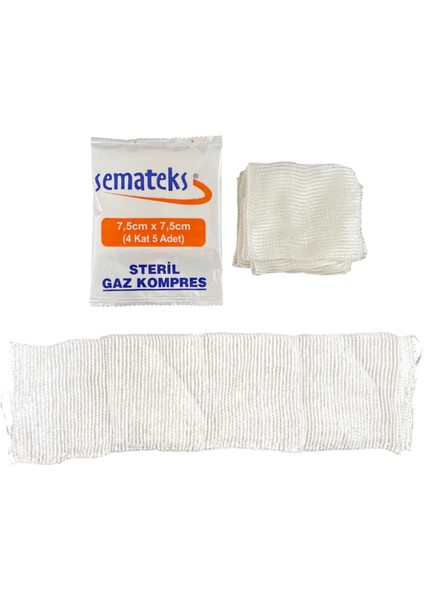 Steril Gaz Kompres Spanç Pamuklu Dokuma Emici Gazlı Bez 7,5cmx7,5cm 100'LÜ Kutu (5'li 20 Paket) (4 Katlı) indirimleri