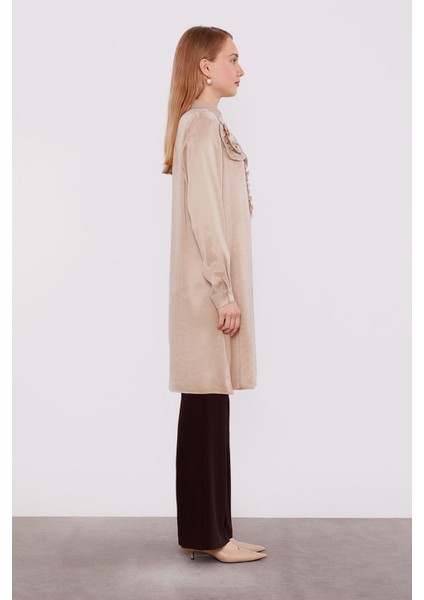 Bej Fırfır Çiçek Detay Cupra Gömlek modelleri