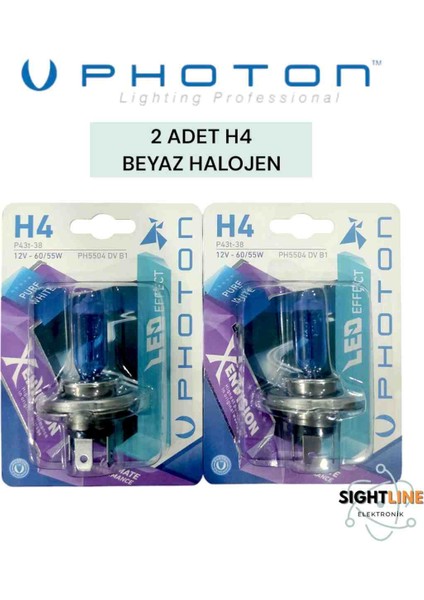 xen Vision H4 Beyaz 2 Adet Halojen Far Ampül Seti
