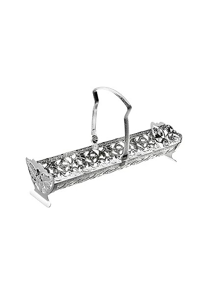 Queen Anne Ingiliz Gümüşü Kurabiye,makaron ve Ekmeklik Sunumluk 23 x 12.5 x 7 cm
