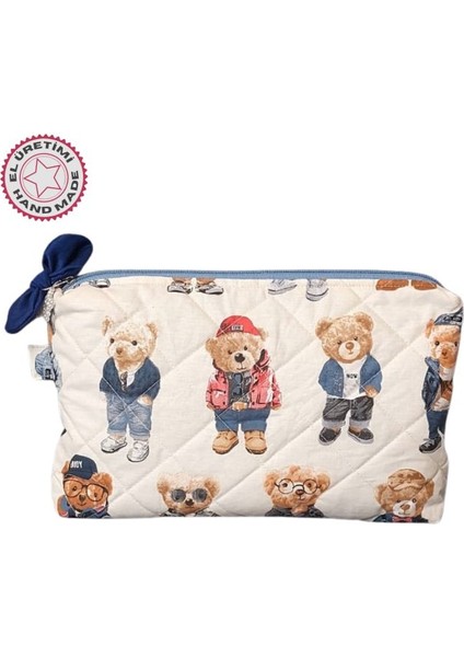El Yapımı Teddy Bear Temalı 2'li Bakım / Portföy Çantası Seti fiyatları