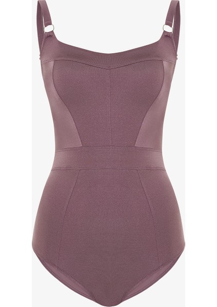 Bordo Dina Rose Tokalı Korseli Toparlayıcı Mayo