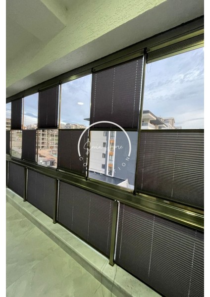 Katlanabilir Cam Balkon Plise Perde Antrasit (Kancalı Veya Vidalı Sistem)