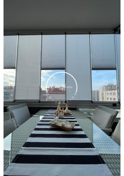 Katlanabilir Cam Balkon Plise Perde Gri (Kancalı Veya Vidalı Sistem)