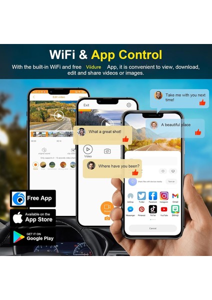 Mını Çift Lensli Wifi Gps Dash Kamera - 4K Ön Kamera & 1080P Arka Kamera, Gece Görüşü, Park Modu, Geniş Açılı Lens, Döngüsel Kayıt, 128GB Sd Kart Desteği (Dahil Değildir) M6
