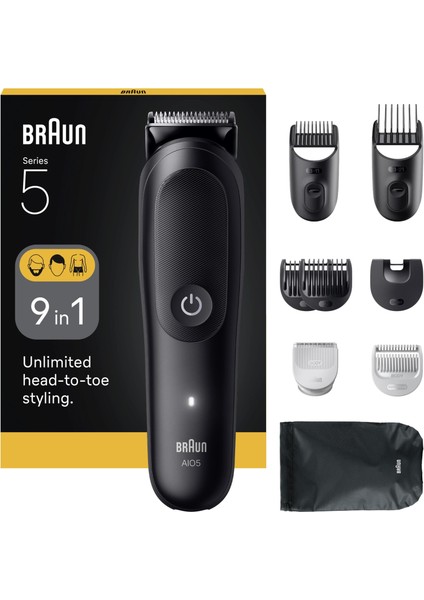 Hepsi Bir Arada Series 5, 9’u 1 Arada Tıraş Kiti, Keskin Bıçak, Vücut Tıraşı AIO5540