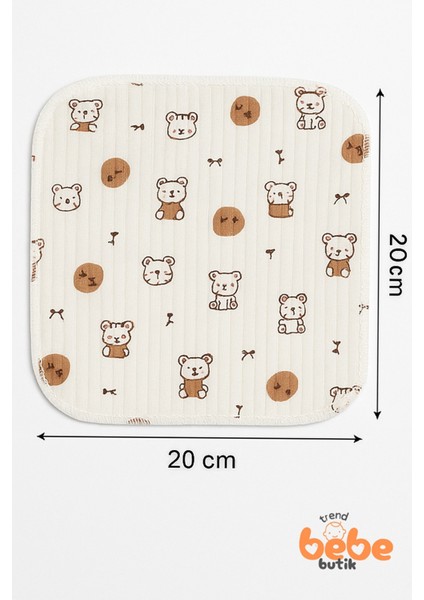 7’li Pamuklu Bebek Mendili Seti Ayıcık Desenli & Düz Ribana Yumuşak Ağız Silme Bezi 20X20CM fırsatları