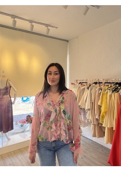 Floral Desen Şifon Bluz modelleri