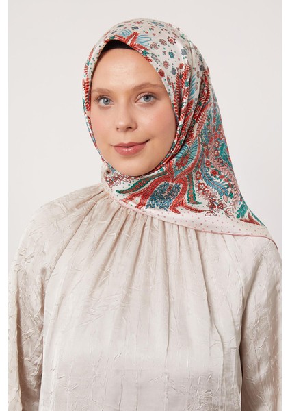 Pembe Yaprak Desen Twill Ipek Eşarp modelleri